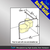 Bathroom & toilet disabled or nursing home handrail floor to wall with one end straddle bar